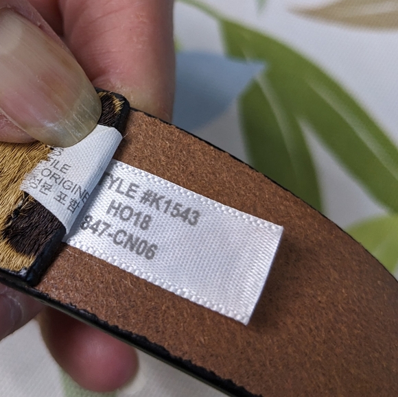 J. Crew Calf Hair Leather Belt, Brass Buckle, Animal Print, Sz Med, Unisex, NWOT - Picture 4 of 9
